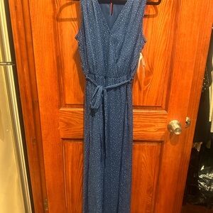 Navy Blue Sleeveless Jumpsuit with Belt